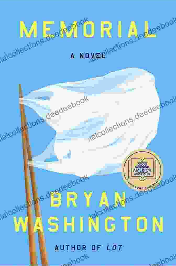 Book Cover Of 'Memorial' By Bryan Washington With A Photograph Of Two Men Embracing Under A Blue Sky Memorial: A Novel Bryan Washington