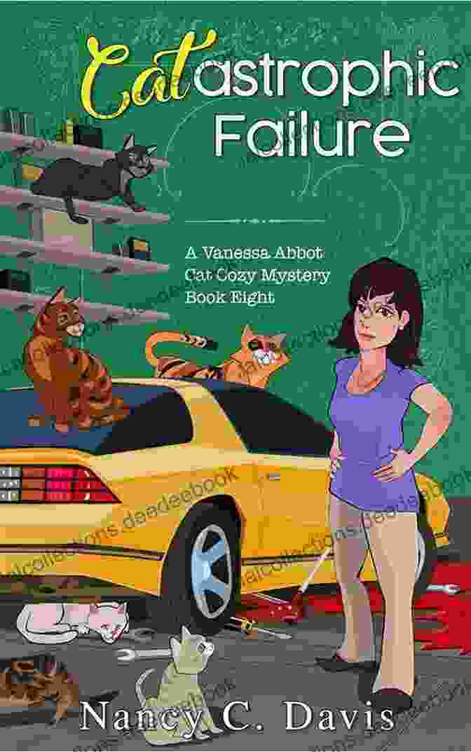 Cat Astrophic Failure Book Cover Featuring A Woman And Three Cats On A Rug Cat Astrophic Failure (Vanessa Abbot Cat Cozy Mystery 8)